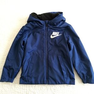 Nike boys' fleece lined hooded windbreaker zipper jacket